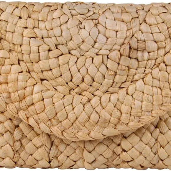 Straw Clutch Purses for Women Summer Beach Bags Envelope Woven Clutch Handbags - Picture 8 of 9